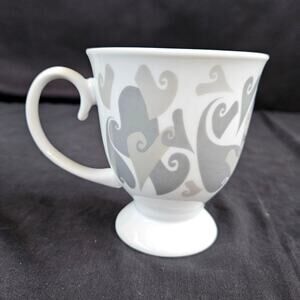 Mary Kay Love Aimer Gray and White Heart Pedestal Mug Coffee Tea